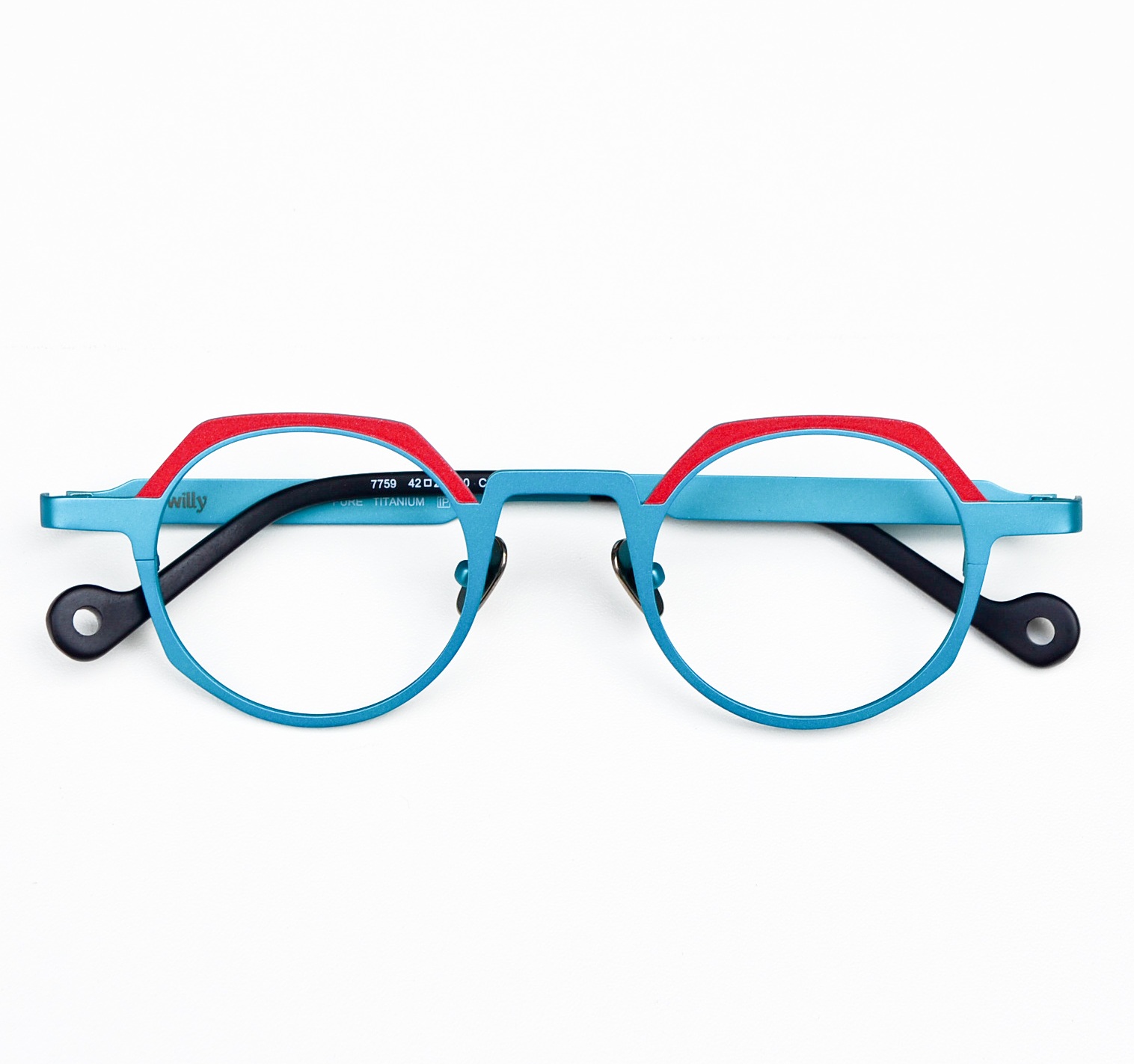 Óculos de Grau Willy Titânio Mod. 7759 - Azul e Vermelho