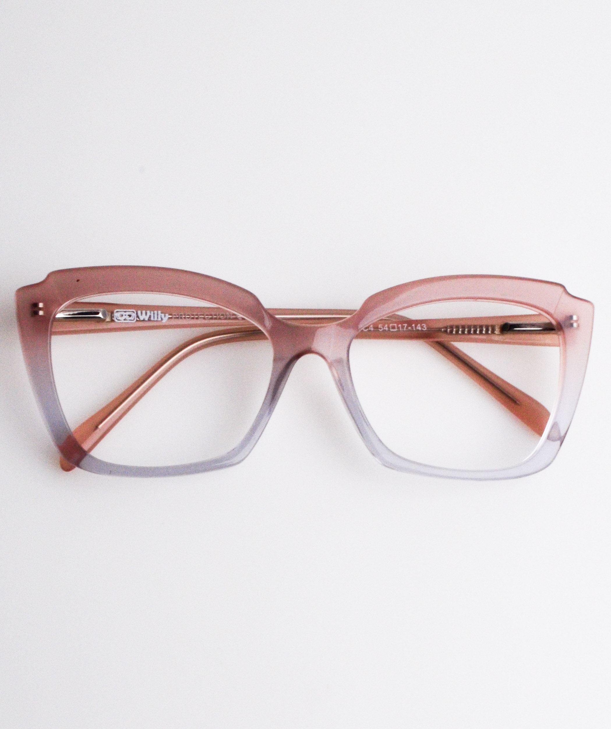 Óculos de Grau Quadrada Degrade Rosa e Transparente Mod 7084
